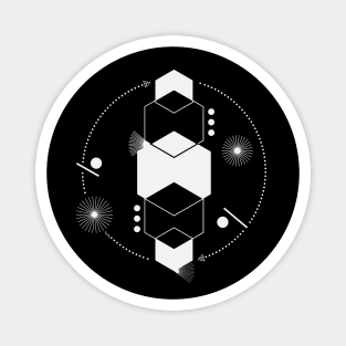 Geometric modern abstract black white Magnet